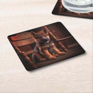 German Shepherd Puppy Kartonnen Onderzetters