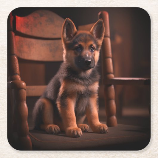German Shepherd Puppy Kartonnen Onderzetters (Voorkant)