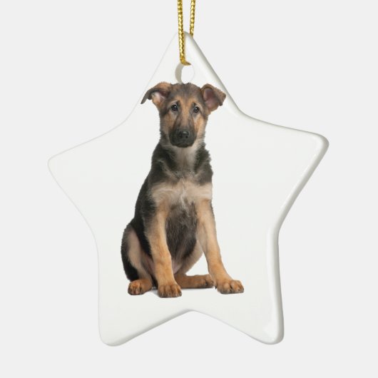 German Shepherd Puppy Keramisch Ornament (Links)