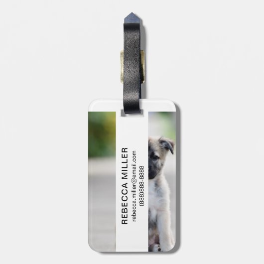 German Shepherd Puppy on Footpath Bagagelabel (Achterkant verticaal)