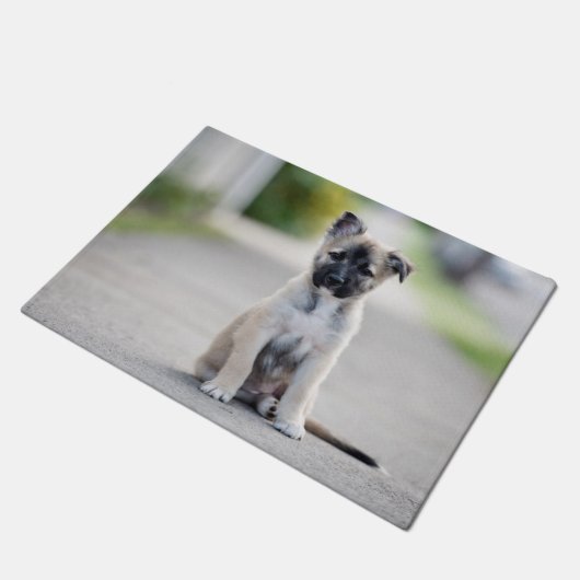 German Shepherd Puppy on Footpath Deurmat (Schuin)