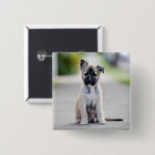 German Shepherd Puppy on Footpath Vierkante Button 5,1 Cm (Voorkant /achterkant)