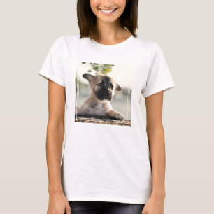 German Shepherd Puppy over Ledge T-shirt