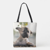 German Shepherd Puppy over Ledge Tote Bag (Achterkant)