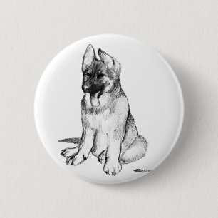 German Shepherd Puppy Ronde Button 5,7 Cm
