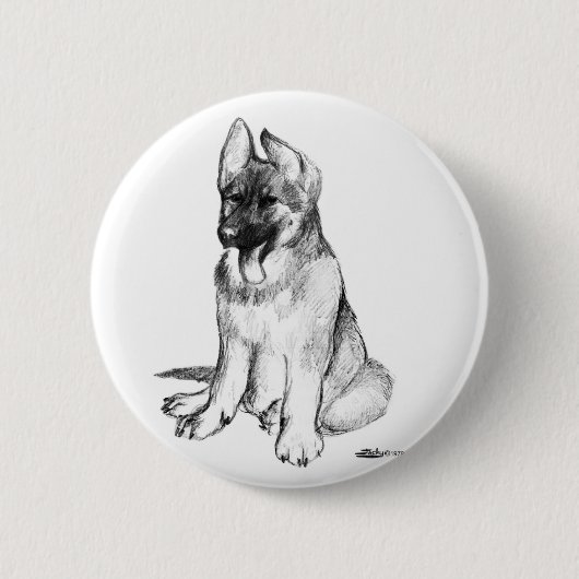 German Shepherd Puppy Ronde Button 5,7 Cm (Voorkant)