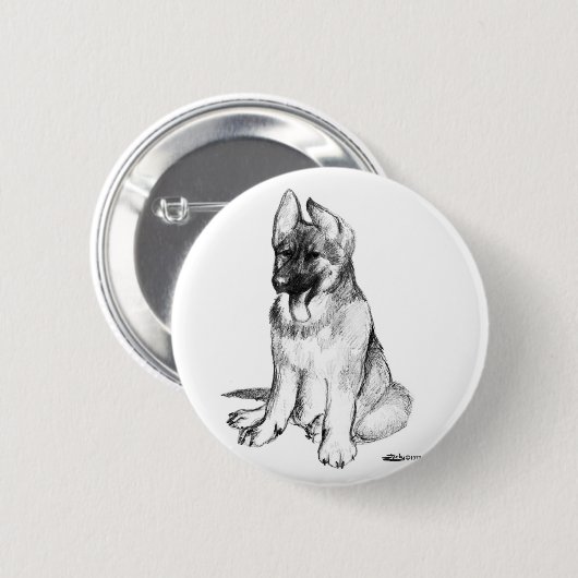 German Shepherd Puppy Ronde Button 5,7 Cm (Voorkant /achterkant)