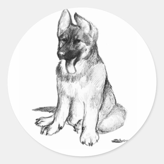 German Shepherd Puppy Ronde Sticker (Voorkant)