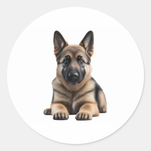 German Shepherd Puppy Ronde Sticker (Voorkant)