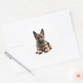 German Shepherd Puppy Ronde Sticker (Envelop)