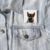 German Shepherd Puppy Vierkante Button 5,1 Cm (In situ)