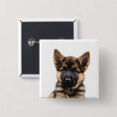 German Shepherd Puppy Vierkante Button 5,1 Cm (Voorkant /achterkant)