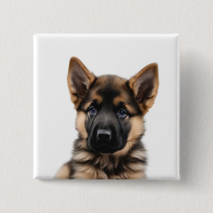 German Shepherd Puppy Vierkante Button 5,1 Cm