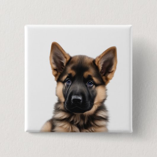 German Shepherd Puppy Vierkante Button 5,1 Cm (Voorkant)