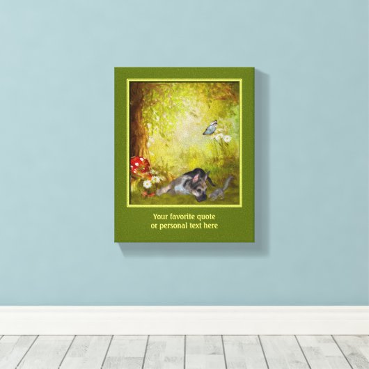 German Shepherd Puppy Voeg je eigen tekst toe Canvas Afdruk (Insitu (Houten vloer))