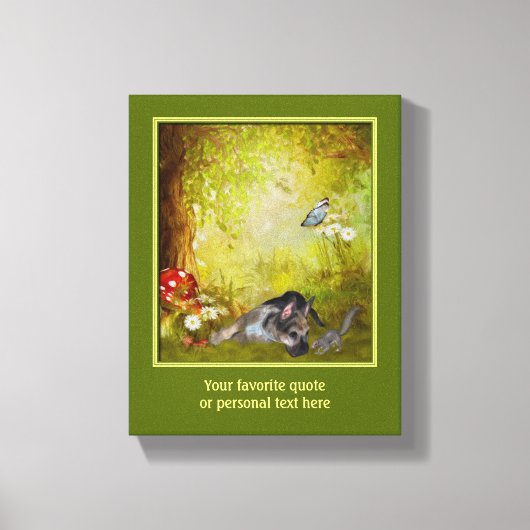 German Shepherd Puppy Voeg je eigen tekst toe Canvas Afdruk (Voorkant)