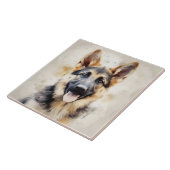 German Shepherd Puppy, Waterverf art Tegeltje (Zijkant)