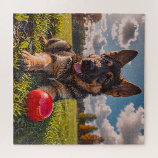 German Shepherd Puppy with Toy Legpuzzel (Horizontaal)