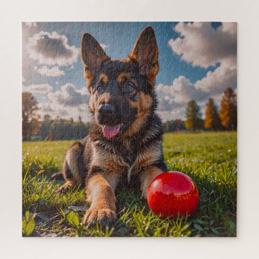 German Shepherd Puppy with Toy Legpuzzel (Verticaal)
