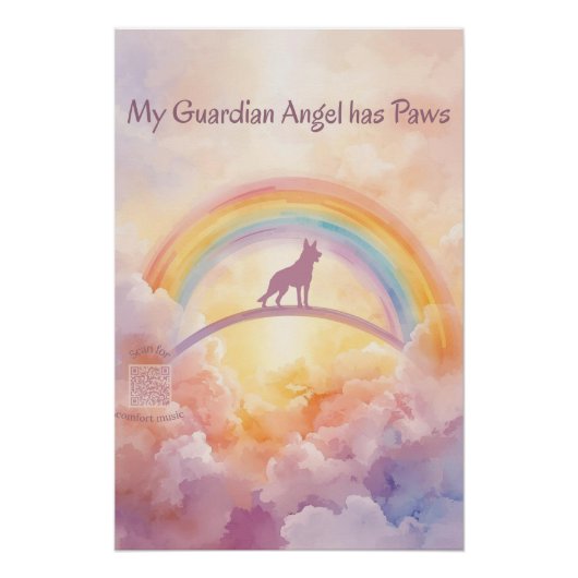 German Shepherd Rainbow Bridge Memorial Art Perfect Poster (Voorkant)