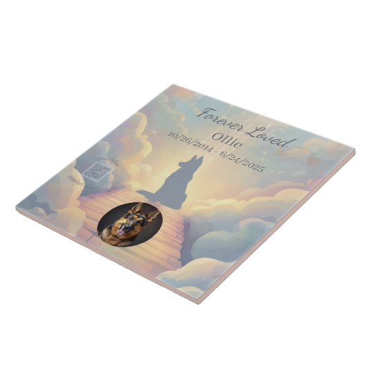 German Shepherd Rainbow Bridge Photo Tile Tegeltje (Zijkant)