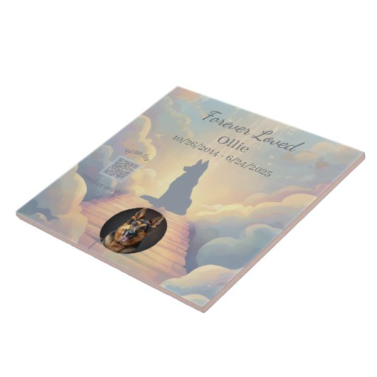 German Shepherd Rainbow Bridge Photo Tile Tegeltje (Zijkant)
