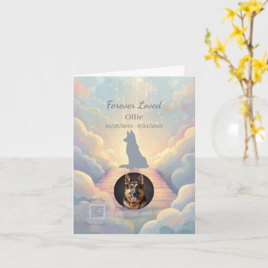 German Shepherd Rainbow Bridge Sympathy Card Kaart (Gele Bloem)