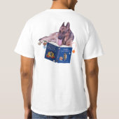 German Shepherd Reading Book Value T-Shirt, White T-shirt (Achterkant)