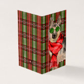German Shepherd Red Green Holiday Pset Kaart (Buitenkant)