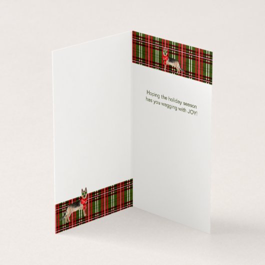 German Shepherd Red Green Holiday Pset Kaart (Binnen)