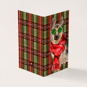 German Shepherd Red Green Holiday Pset Kaart