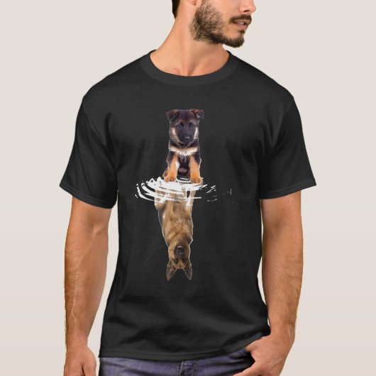 German Shepherd Reflection Fathers Day Dog T-shirt (Voorkant)