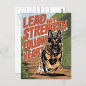 German Shepherd rent met kracht Briefkaart (Voorkant / Achterkant)