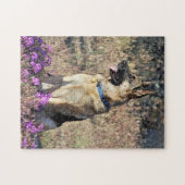 German Shepherd Rescue Dog With Flowers Legpuzzel (Horizontaal)