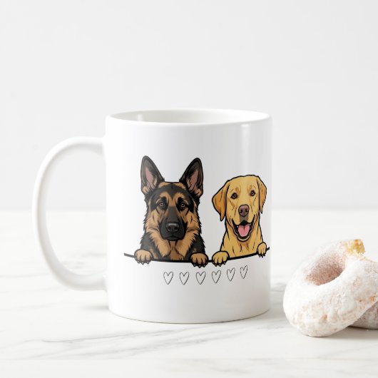 German Shepherd & Retriever Lover Pet Parent Gift Koffiemok (Met donut)