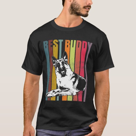 German Shepherd Retro Best Buddy T-shirt (Voorkant)