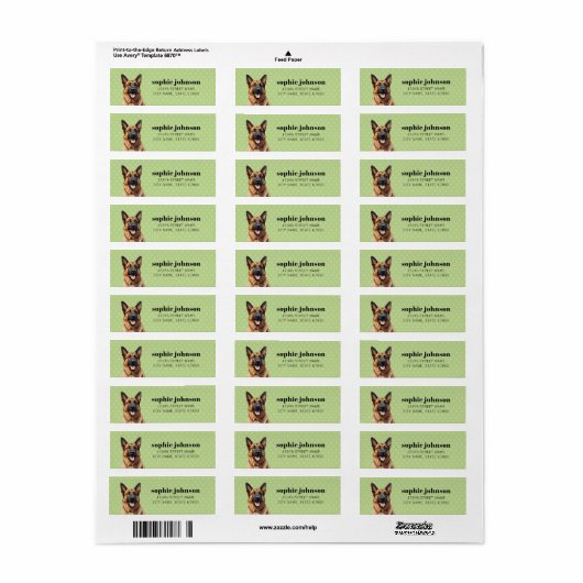 German Shepherd Return Address Label (Full Sheet)
