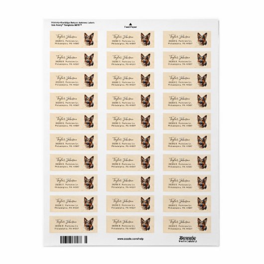 German Shepherd Return Address Label (Full Sheet)
