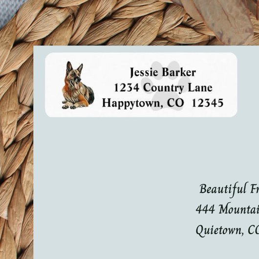 German Shepherd Return Address Label