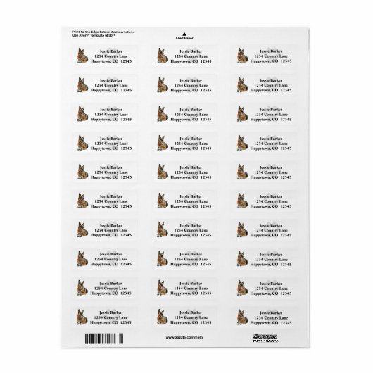 German Shepherd Return Address Label (Full Sheet)