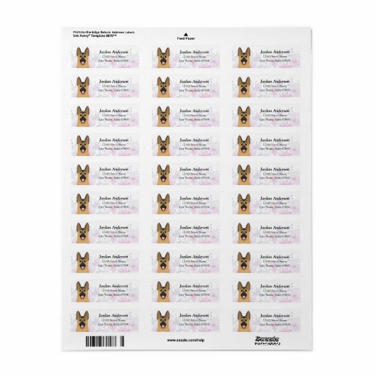 German Shepherd Return Address Labels (Full Sheet)