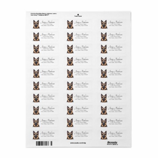 German Shepherd Return Address Labels (Full Sheet)