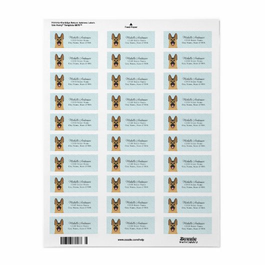 German Shepherd Return Address Labels (Full Sheet)
