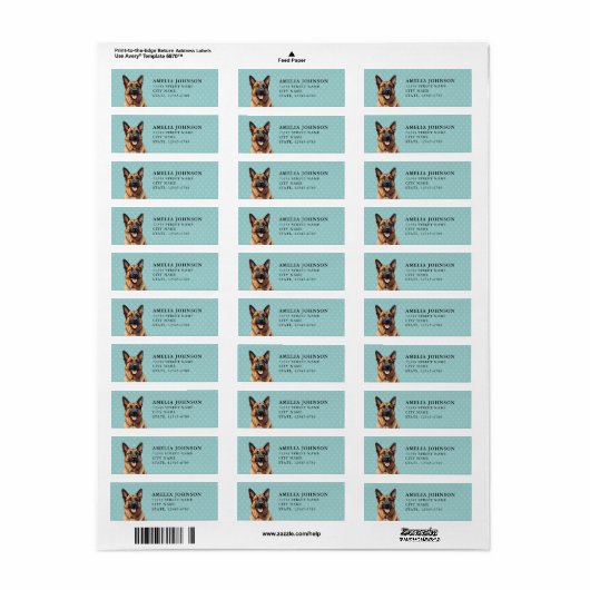 German Shepherd Return Address Labels (Full Sheet)