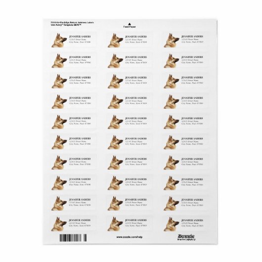 German Shepherd Return Address Labels (Full Sheet)