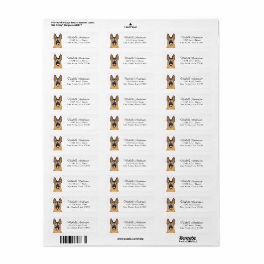 German Shepherd Return Address Labels (Full Sheet)
