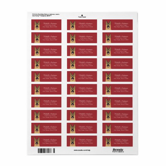 German Shepherd Return Address Labels (Full Sheet)