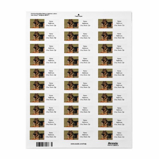 * GERMAN SHEPHERD* RETURN ADRES ETIKET (Full Sheet)
