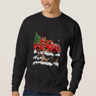 German Shepherd Riding Red Truck Xmas Merry Trui