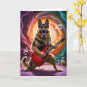 German Shepherd Rock Star Kaart (Gele Bloem)